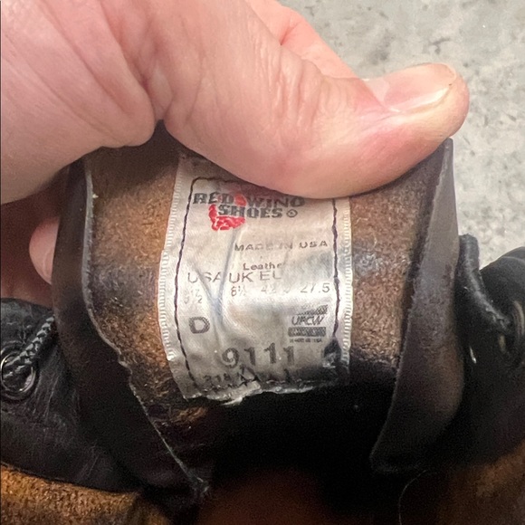 Red Wing 6” Round Toe Men’s Black Leather Boots Size 9.5 - Picture 2 of 8